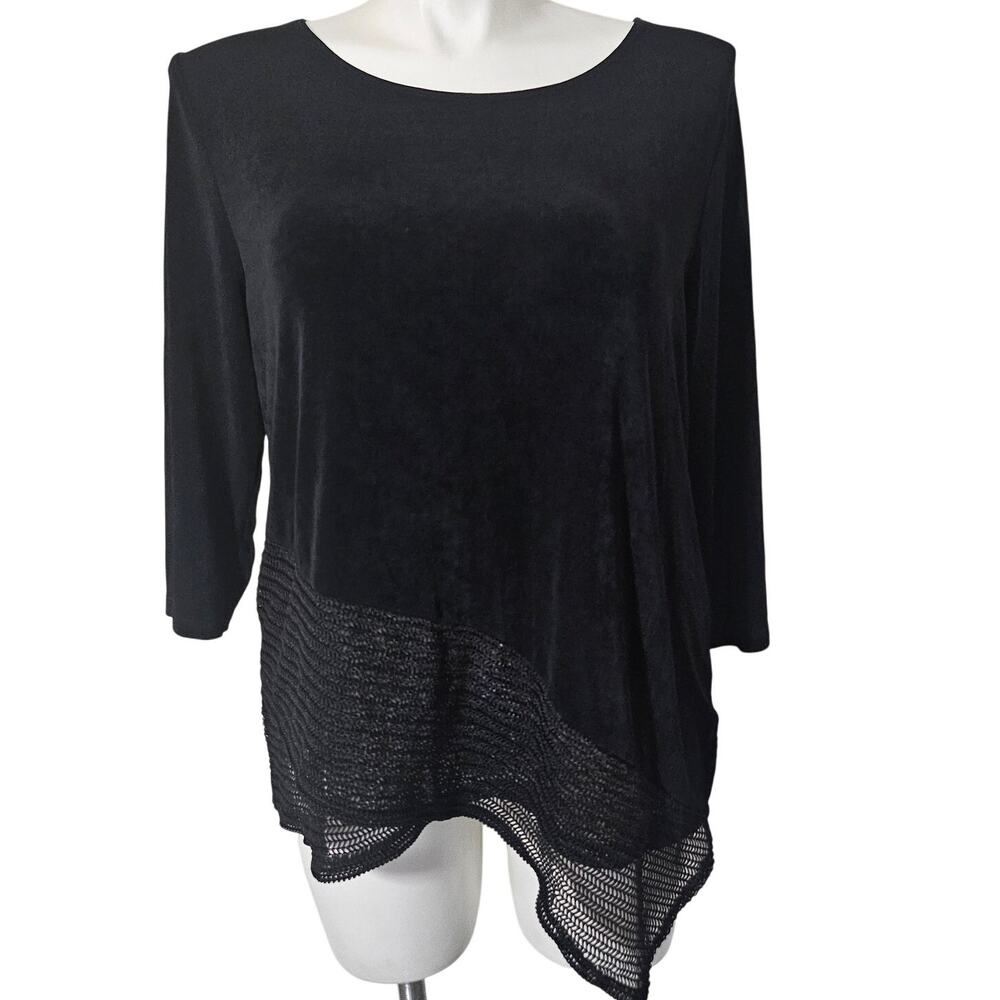 Chico's travelers top blouse 3/4 sleeve high low sz 3/XL